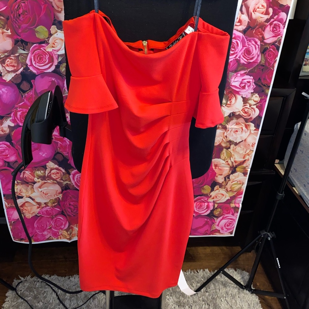 Women off-shoulder mid-length formal dress